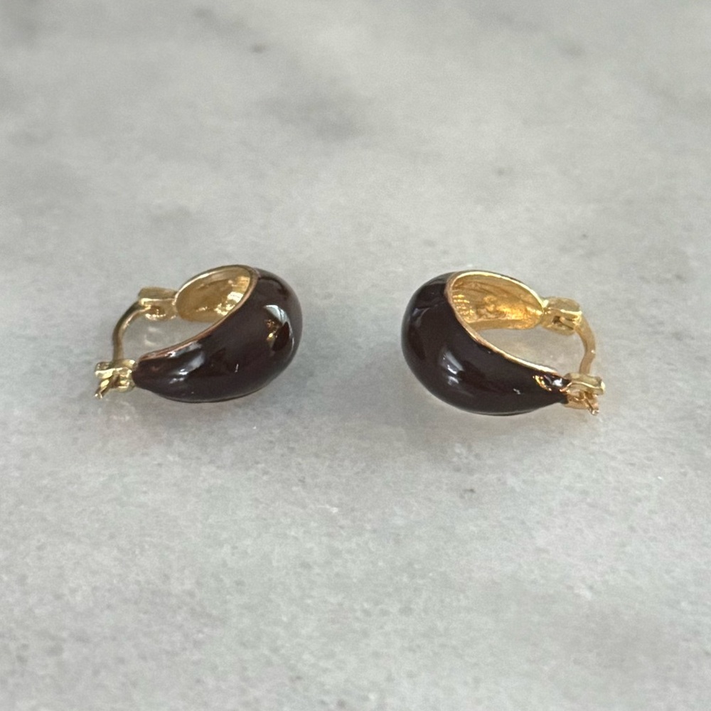 Vintage Style Chocolate Thick Gold Hoop Earrings 

Brand New - Picture 2 of 5